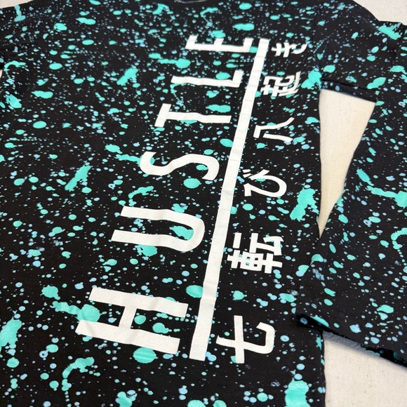 Fresh Laundry Long Sleeve Teal Splatter - Size Small - Picture 2 of 10